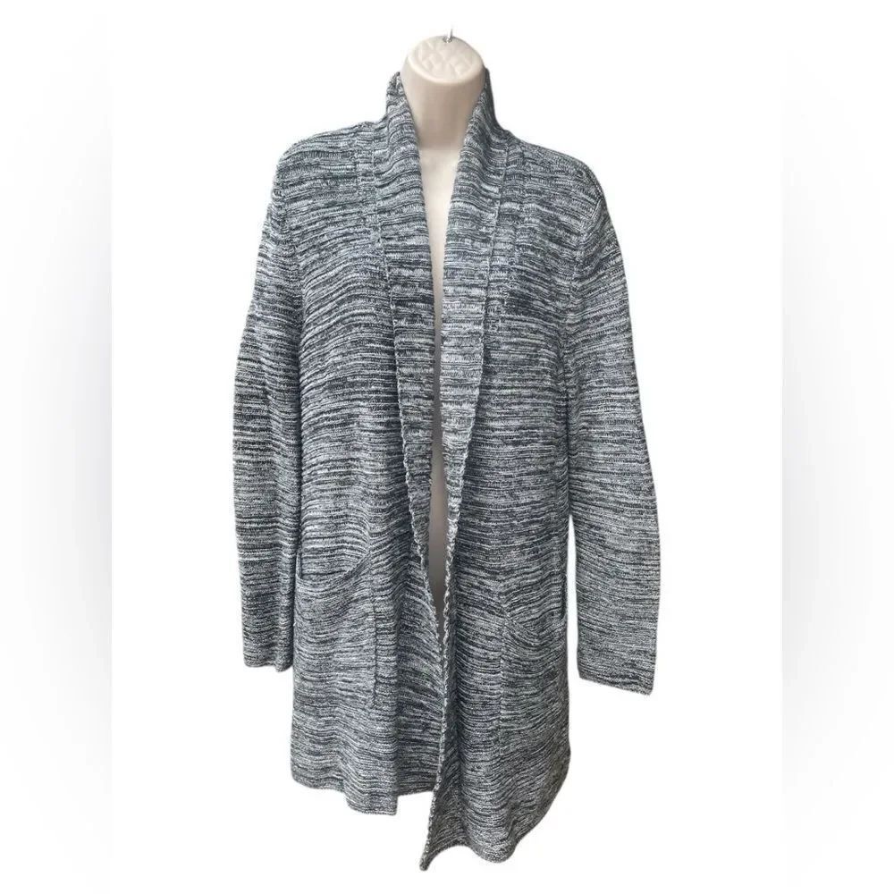 Adrienne Vittadini Women's Gray Open-Front Cardigan pockets knit